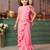 Pink girls solid embroidered sequined saree with blouse