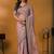 Mauve paisley printed banarasi saree with unstitched blouse piece