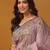 Mauve paisley printed banarasi saree with unstitched blouse piece