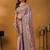 Mauve paisley printed banarasi saree with unstitched blouse piece