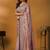 Mauve paisley printed banarasi saree with unstitched blouse piece