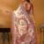 Off white paisley printed banarasi saree with unstitched blouse piece
