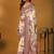 Off white paisley printed banarasi saree with unstitched blouse piece