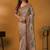 Beige paisley printed banarasi saree with unstitched blouse