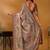 Beige paisley printed banarasi saree with unstitched blouse
