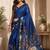 Navy blue navy blue printed chanderi cotton ready to wear saree