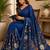 Navy blue navy blue printed chanderi cotton ready to wear saree