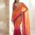 Orange embroidered sarees with unstitched blouse piece