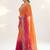 Orange embroidered sarees with unstitched blouse piece