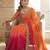 Orange embroidered sarees with unstitched blouse piece