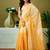 Yellow tie & dye printed  linen ready to wear saree with unstitched blouse
