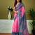 Pink paisley printed  linen ready to wear saree with unstitched blouse