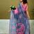 Pink paisley printed  linen ready to wear saree with unstitched blouse