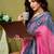 Pink paisley printed  linen ready to wear saree with unstitched blouse