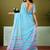 Blue striped printed  linen ready to wear saree with unstitched blouse