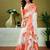 White butterfly printed  linen ready to wear saree with unstitched blouse