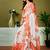 White butterfly printed  linen ready to wear saree with unstitched blouse