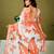 White butterfly printed  linen ready to wear saree with unstitched blouse