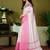 White striped printed  linen ready to wear saree with unstitched blouse