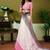 White striped printed  linen ready to wear saree with unstitched blouse