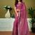 Pink floral printed  linen ready to wear saree with unstitched blouse