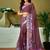 Brown floral printed  linen ready to wear saree with unstitched blouse