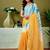 Yellow tie & dye printed  linen ready to wear saree with unstitched blouse