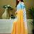 Yellow tie & dye printed  linen ready to wear saree with unstitched blouse