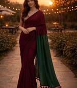 Maroon handloom khadi cotton contrast pallu thread latkans sarees