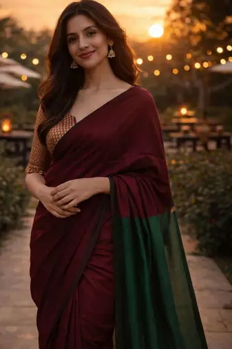 Maroon handloom khadi cotton contrast pallu thread latkans sarees