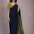 Navy blue handloom khadi cotton contrast pallu thread latkans sarees
