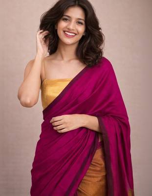 Magenta handloom khadi cotton contrast pallu thread latkans sarees 3