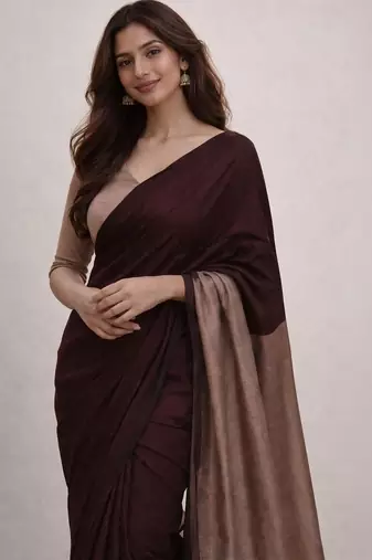 Brown handloom khadi cotton contrast pallu thread latkans sarees