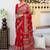Red women embellished mirror work saree