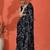 Black embellished floral printed digital printed satin saree with blouse piece