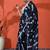 Blue embellished floral printed digital printed satin saree with blouse piece