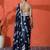 Blue embellished floral printed digital printed satin saree with blouse piece