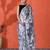 Grey embellished floral printed digital printed satin saree with blouse piece