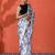 Grey embellished floral printed digital printed satin saree with blouse piece