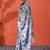 Grey embellished floral printed digital printed satin saree with blouse piece