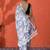 Grey embellished floral printed digital printed satin saree with blouse piece