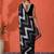 Black embellished abstract printed digital printed satin saree with blouse piece