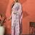Pink embellished embroidered saree with unstitched blouse