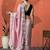Pink embellished embroidered saree with unstitched blouse