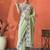 Lime embellished embroidered saree with unstitched blouse