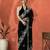 Black floral embroidered saree with blouse piece