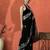 Black floral embroidered saree with blouse piece