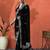 Black floral embroidered saree with blouse piece