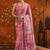 Pink floral mirror work satin saree