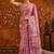 Pink floral mirror work satin saree